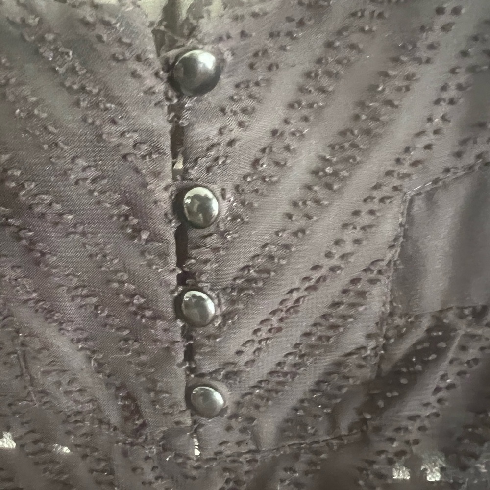 NY Collection Black Sheer Blouse with Relaxed Fit and Embellished Design - Picture 2 of 4